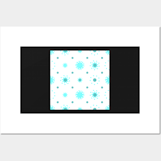 Suns and Dots Pale Cyan on White Repeat 5748 Posters and Art